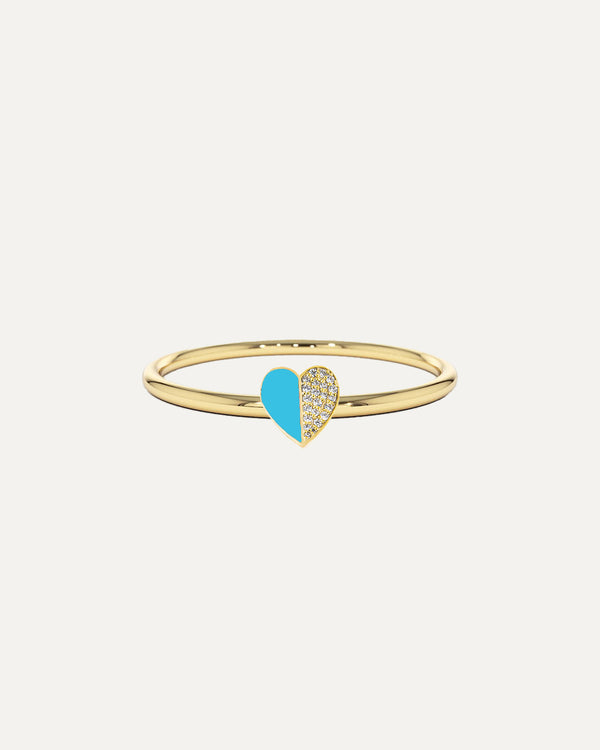 Enamel-Diamond Heart Ring