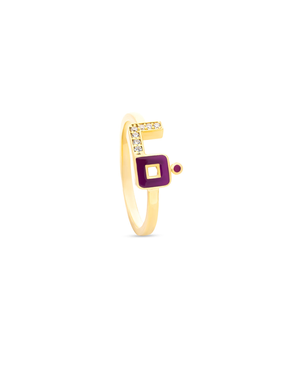 Enamel Diamond Arabic Letter Rings Bellogante