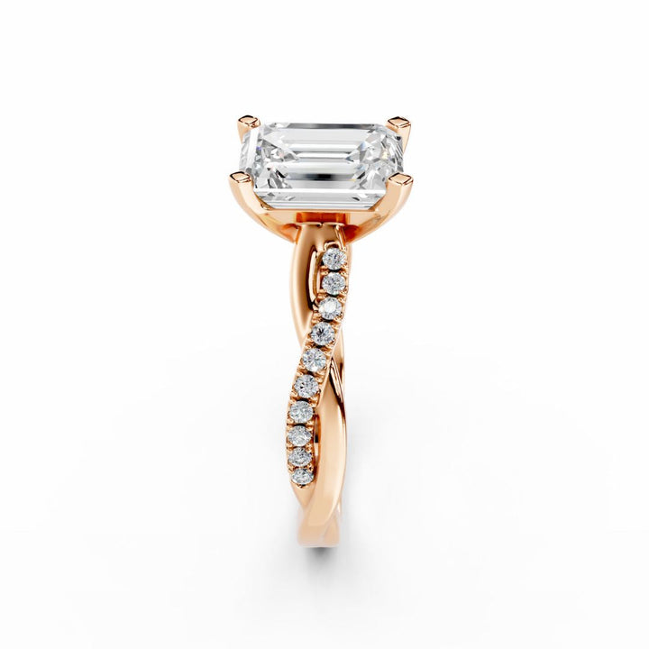Diamond Add Buy 2 Carat Emerald Cut Diamond Engagement Ring Spiral Band | 18K Gold ...