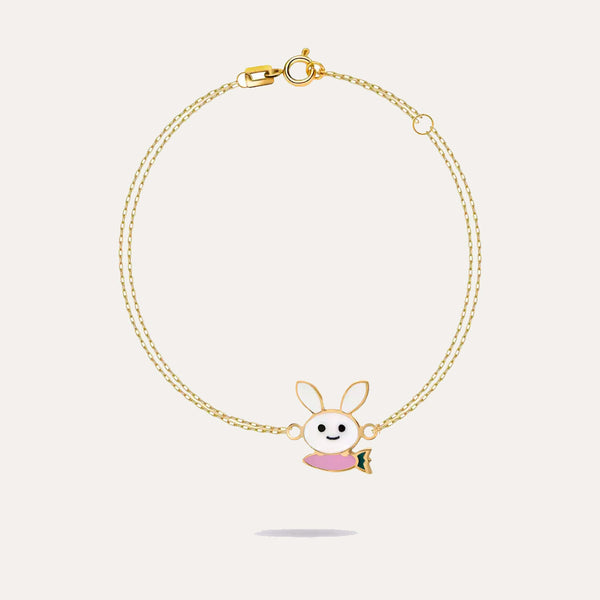 18K Gold Bunny Bracelet For Kids