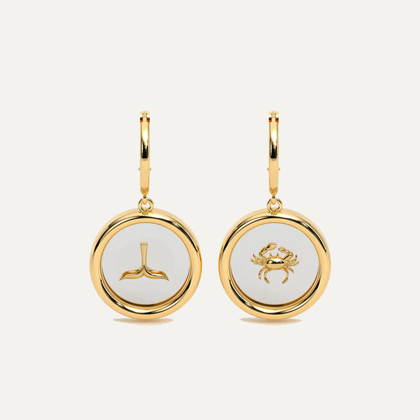 18K Gold circular Resin Charm Earring