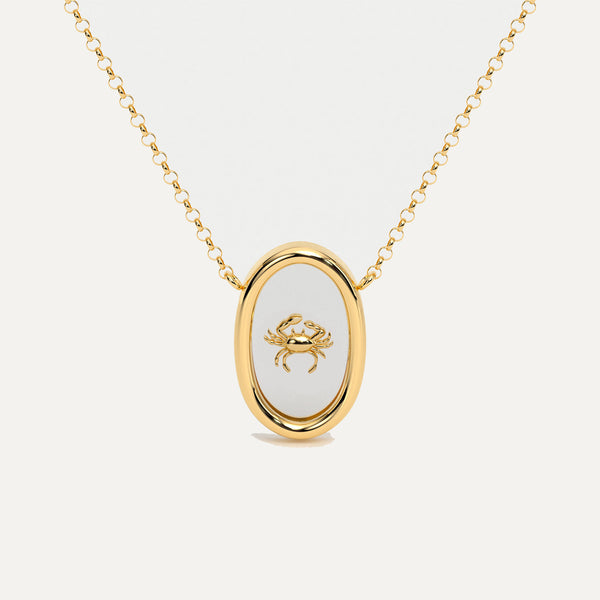 18K Gold Oval Resin Charm Necklace