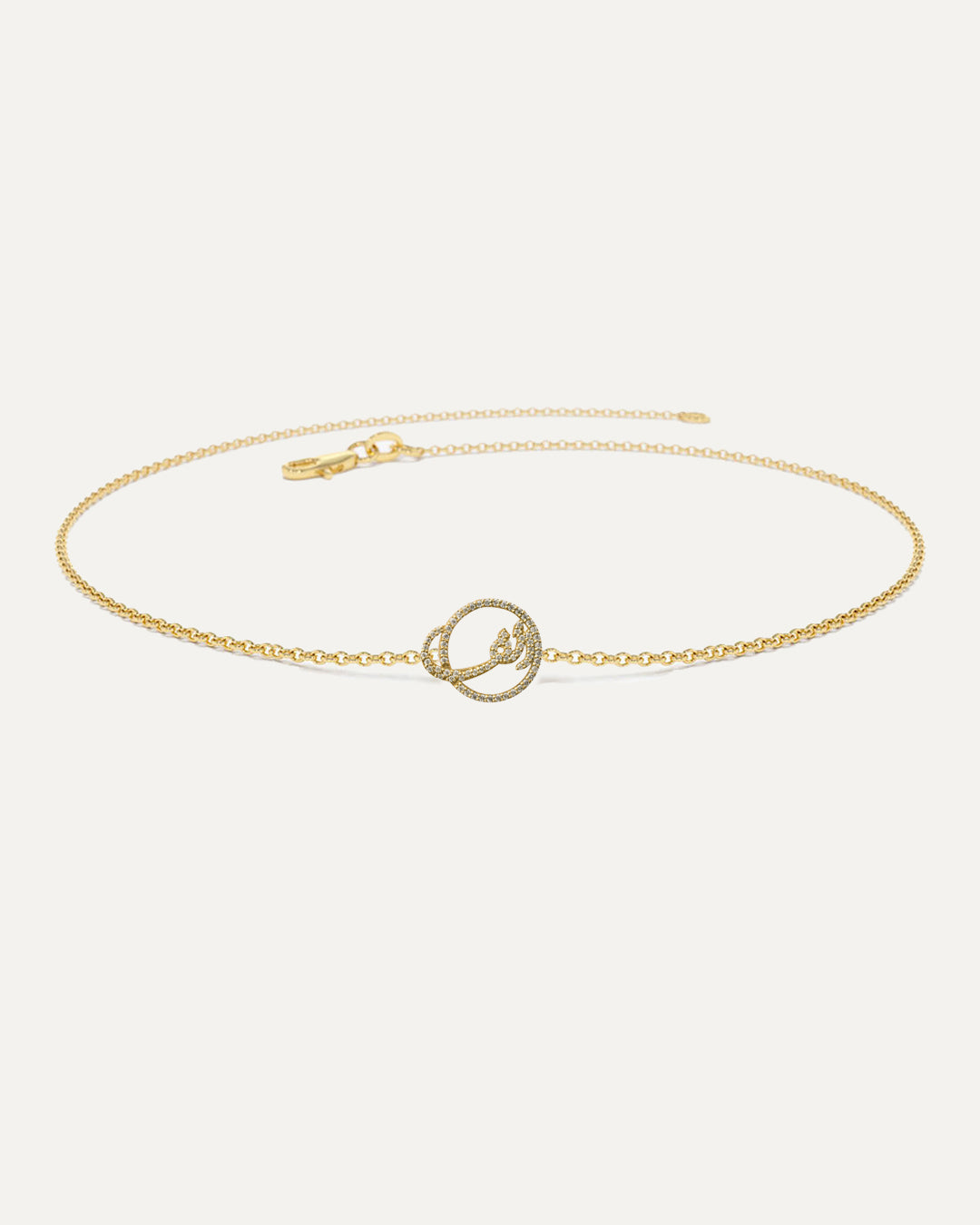 18K Gold Diamond framed Arabic initial Bracelet