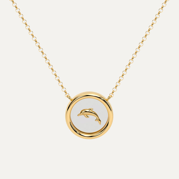 18K Gold circular Resin Charm Necklace