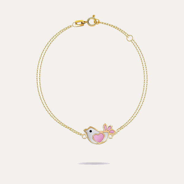 18K Gold Lovebird Bracelet For Kids