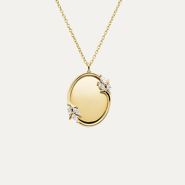 18K Gold  Customizable Oval Medallion Necklace