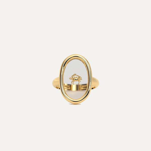 18K Gold oval Resin Charm Ring