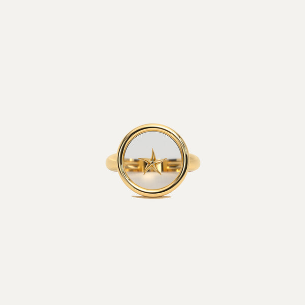 18K Gold Circular Resin Charm Ring