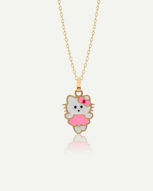 18K Gold Kids Kitty Necklace Jewelry