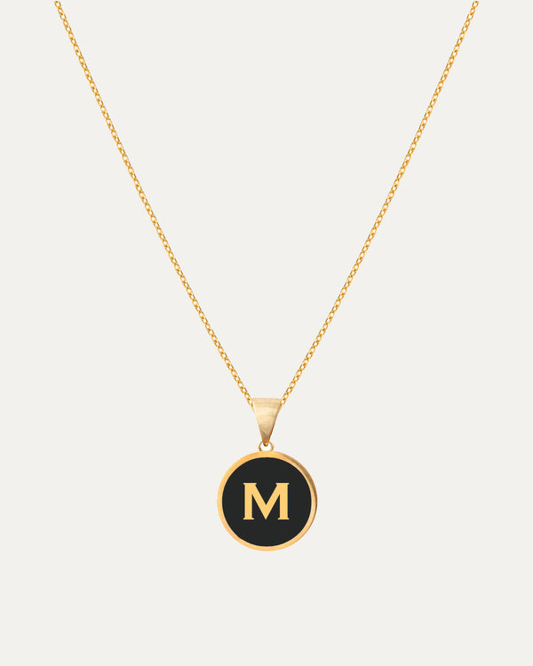 Enamel English Initial Necklace