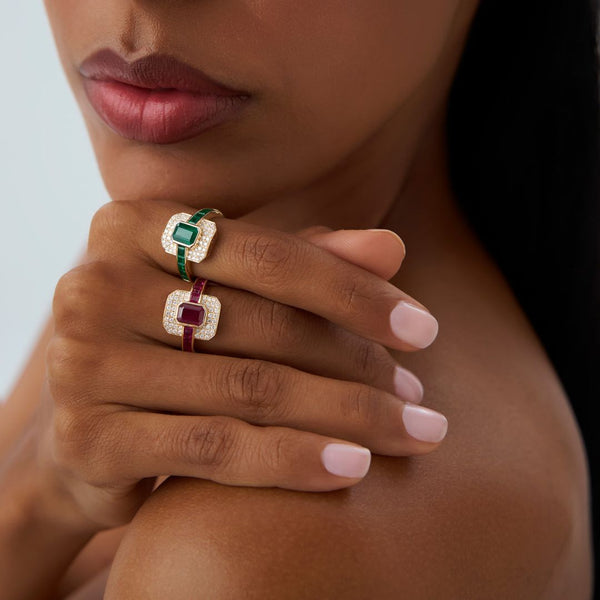 18k Gold Elegant Ruby & Diamond Ring