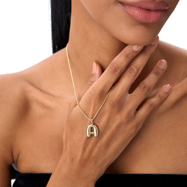 18K Gold Bubble Initials Necklace