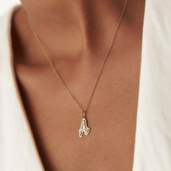 18K Gold Layered Diamond Initials necklace