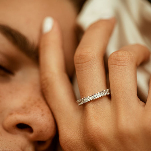 18K Gold Full Baguette Eternity Diamond Ring