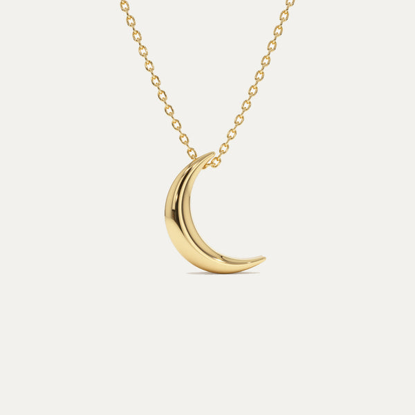 18K Gold Half Moon Crescent Necklace