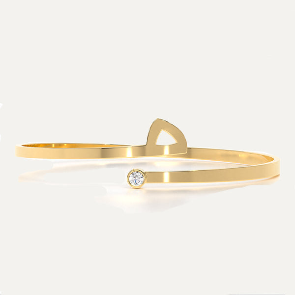 Personalized Arabic Initial Bangle with Solitaire Diamond