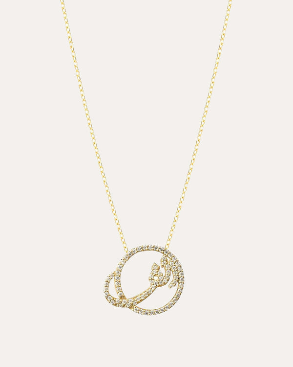 Circle Diamond  Arabic Initial Necklace