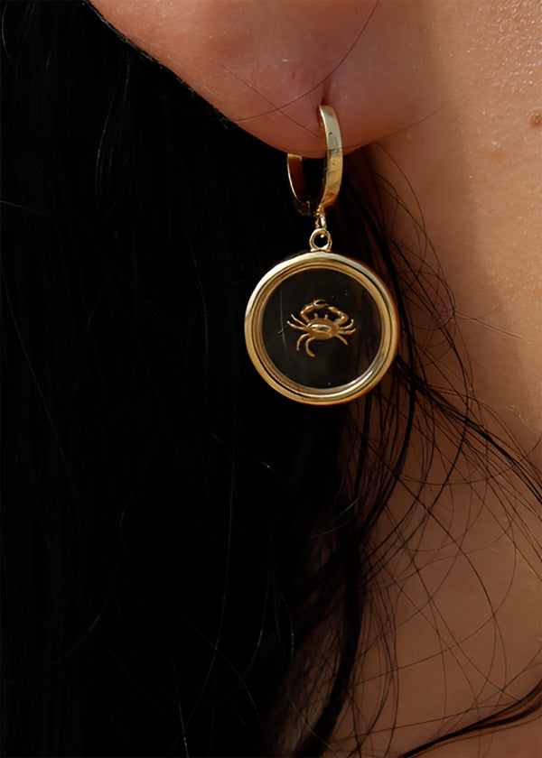 18K Gold circular Resin Charm Earring