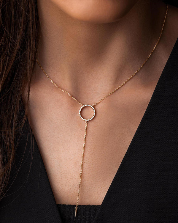 Lariat Circle Diamond Necklace