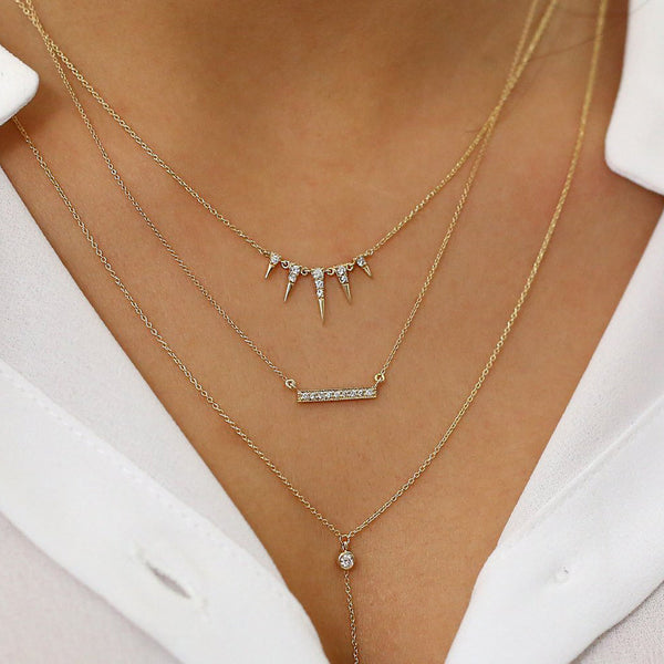 18K Gold Spike Diamond Necklace