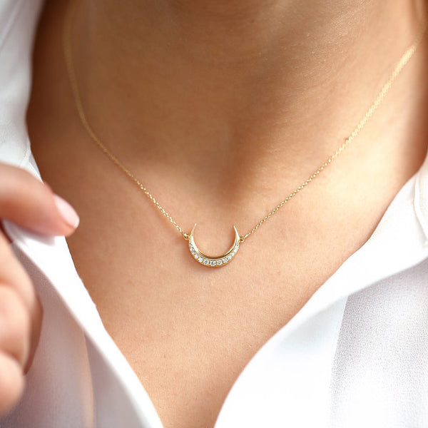 Diamond Crescent Moon Necklace