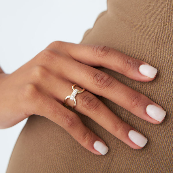 18K Gold Twist Rope Diamond Ring