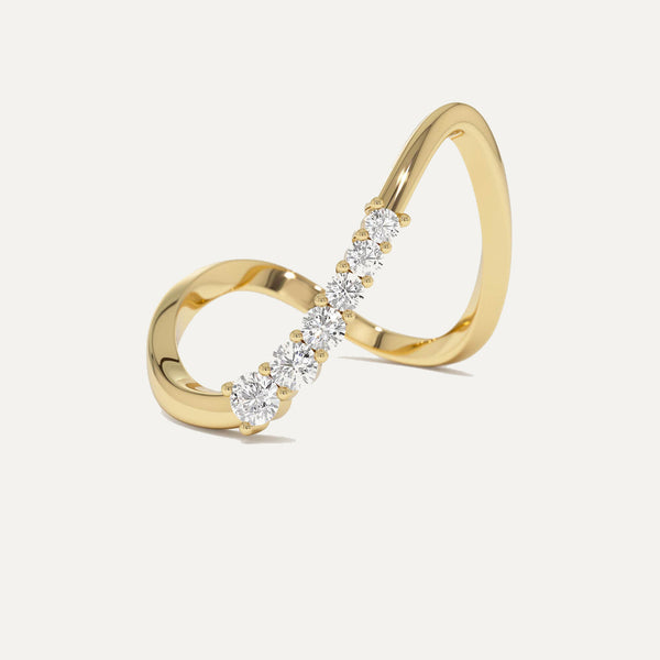 18K Gold Twisted Diamond Ring