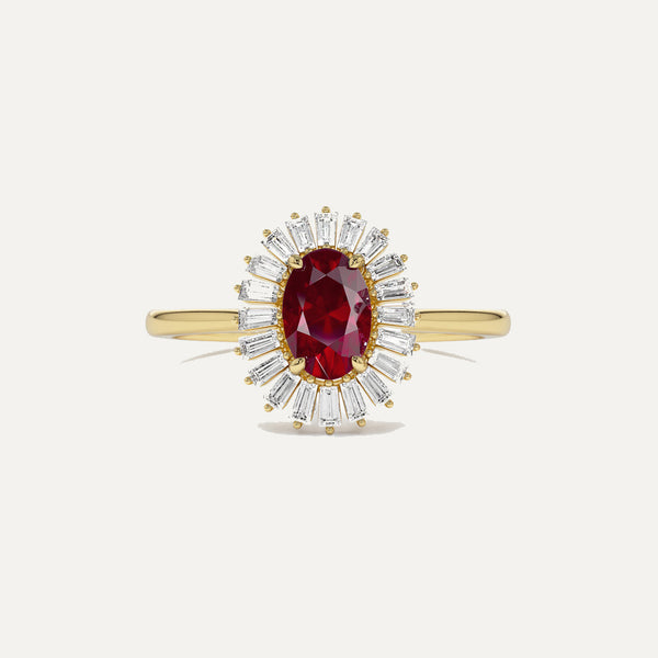 18K Gold Ruby & Emerald Diamond Ring