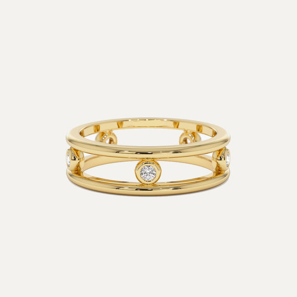 18K Gold Middle Bazel Diamonds Ring