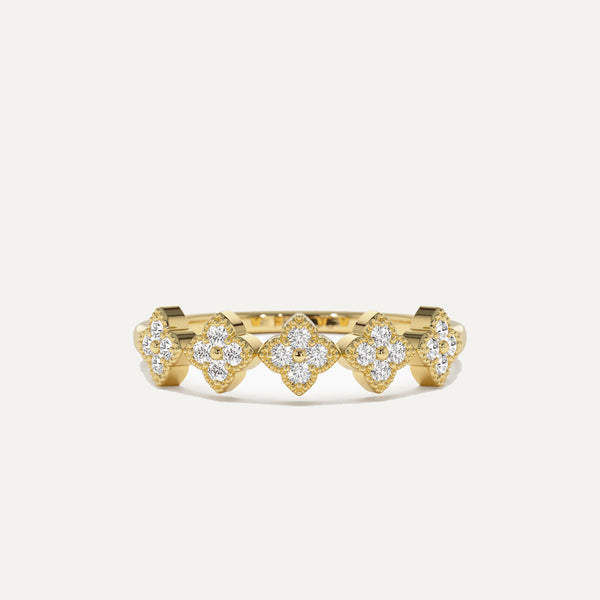 18K Gold Clovers Diamond RIng