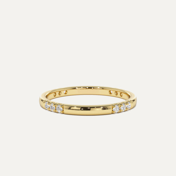 18K Gold Quarters Pave Diamond Ring