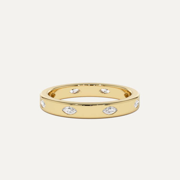 18K Gold Marquise  Diamond Wrapped Ring Band