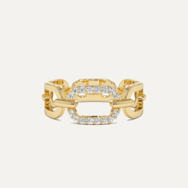 18K Gold  Luxe Diamond Chain-Link Ring