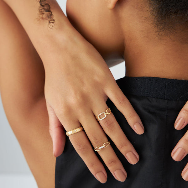 18K Gold  Luxe Diamond Chain-Link Ring