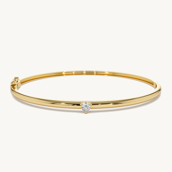 18K Gold Solitare Diamond Bangle