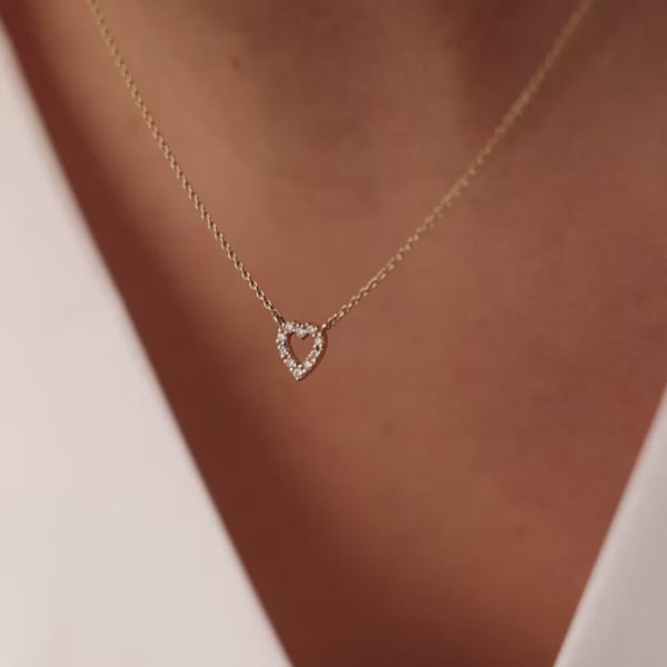 18K Gold Diamond  Tiny Heart Necklace