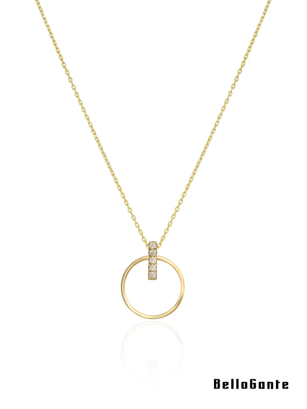 The Diamond Line Circle Necklace - BelloGante