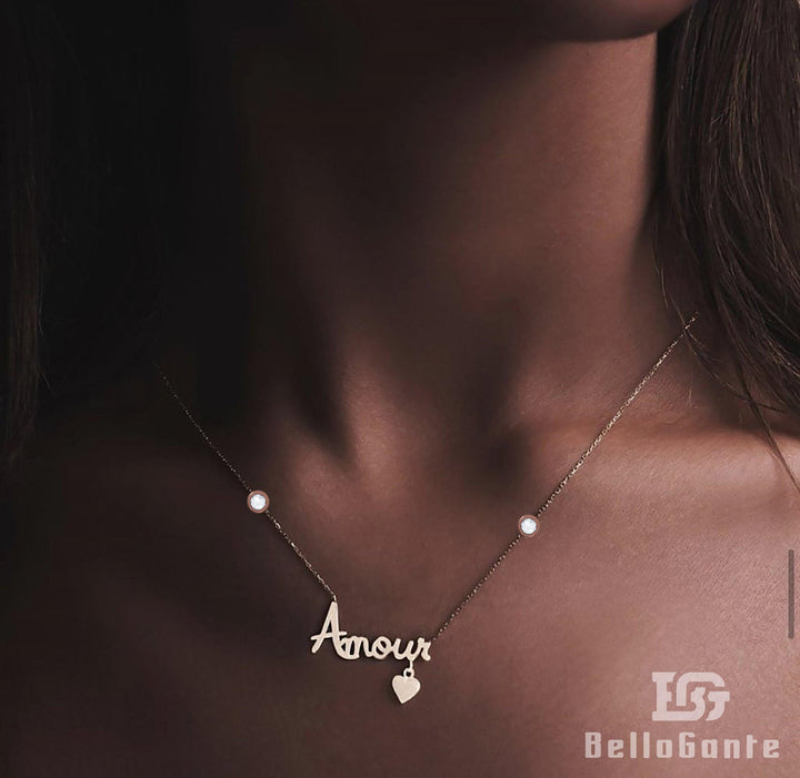 Amour ( French Love ) Necklace - BelloGante