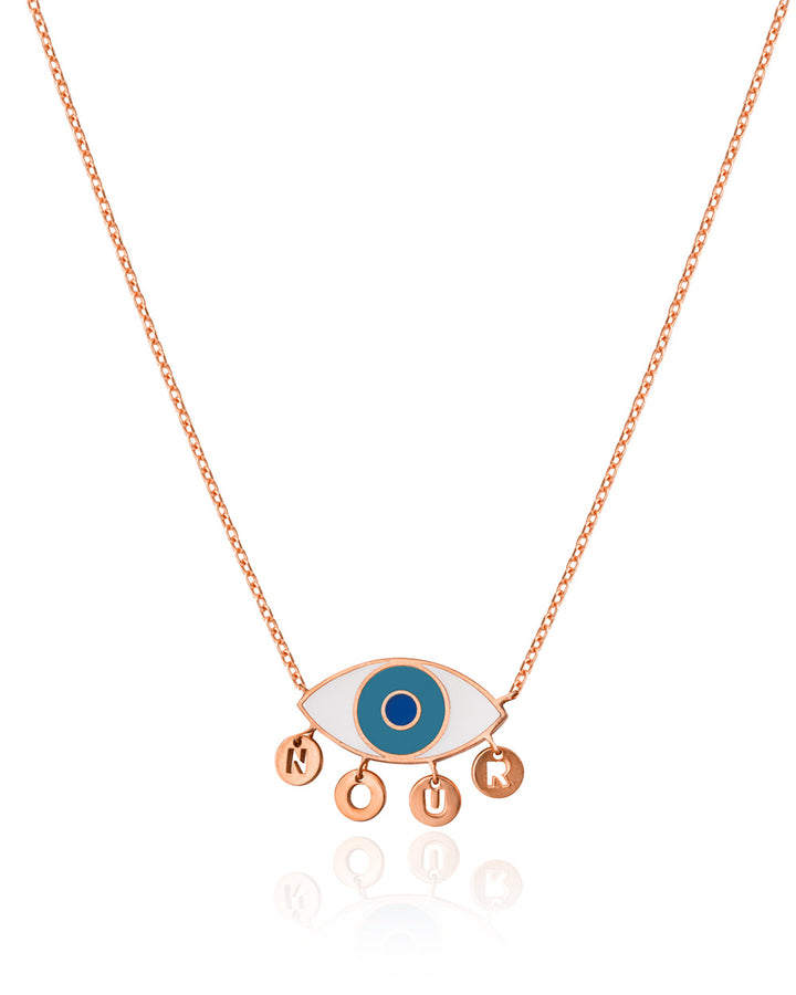Evil Eye Necklace with Initials Pendants – Bellogante
