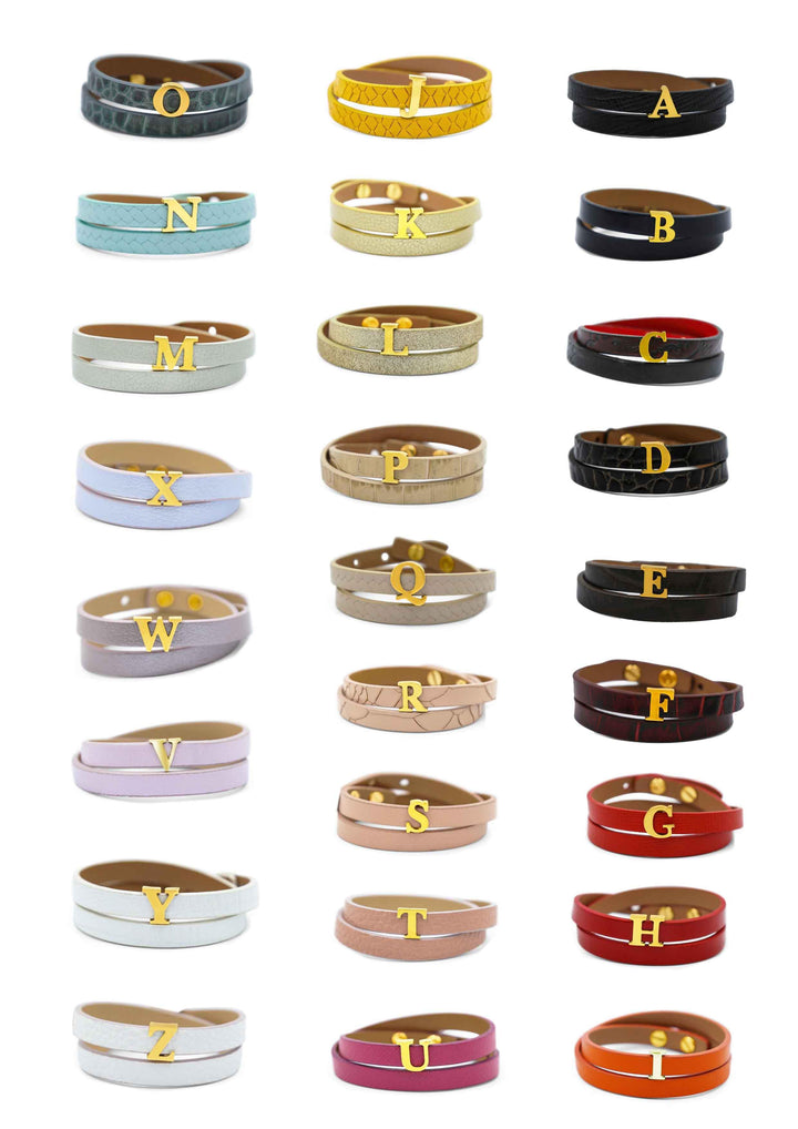 Leather Bracelet Alphabet Collection - BelloGante