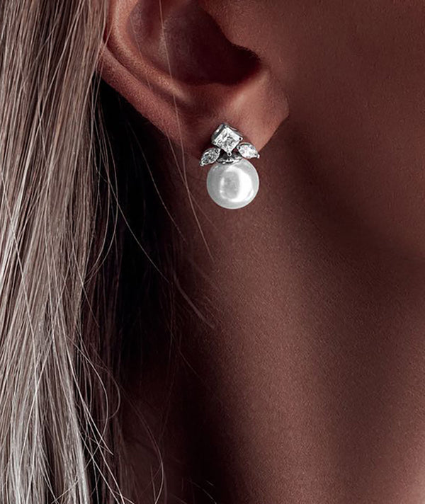 Pearl Flower Diamond Earrings