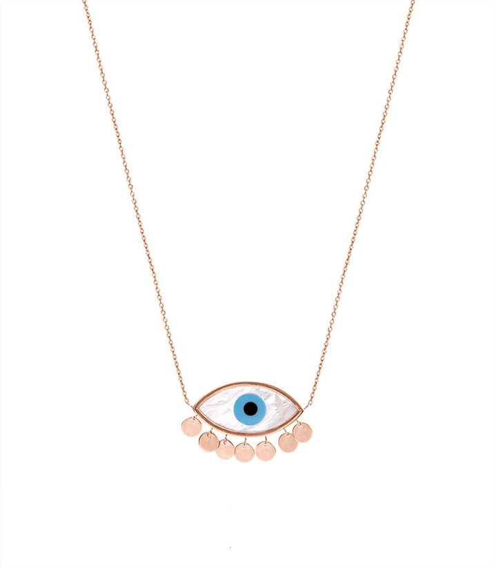 Rose Gold Evil Eye Necklace Marquise 