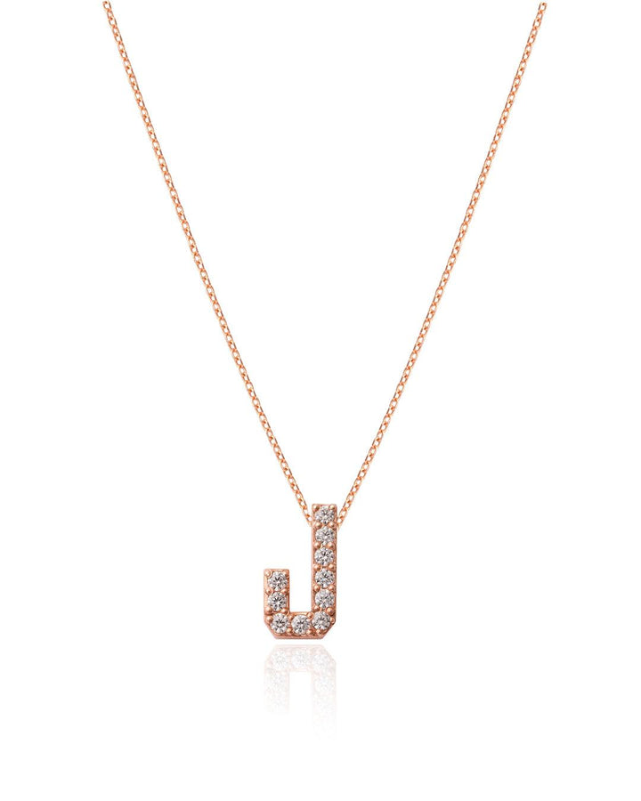 Diamond Paved English Initial Necklace - BelloGante