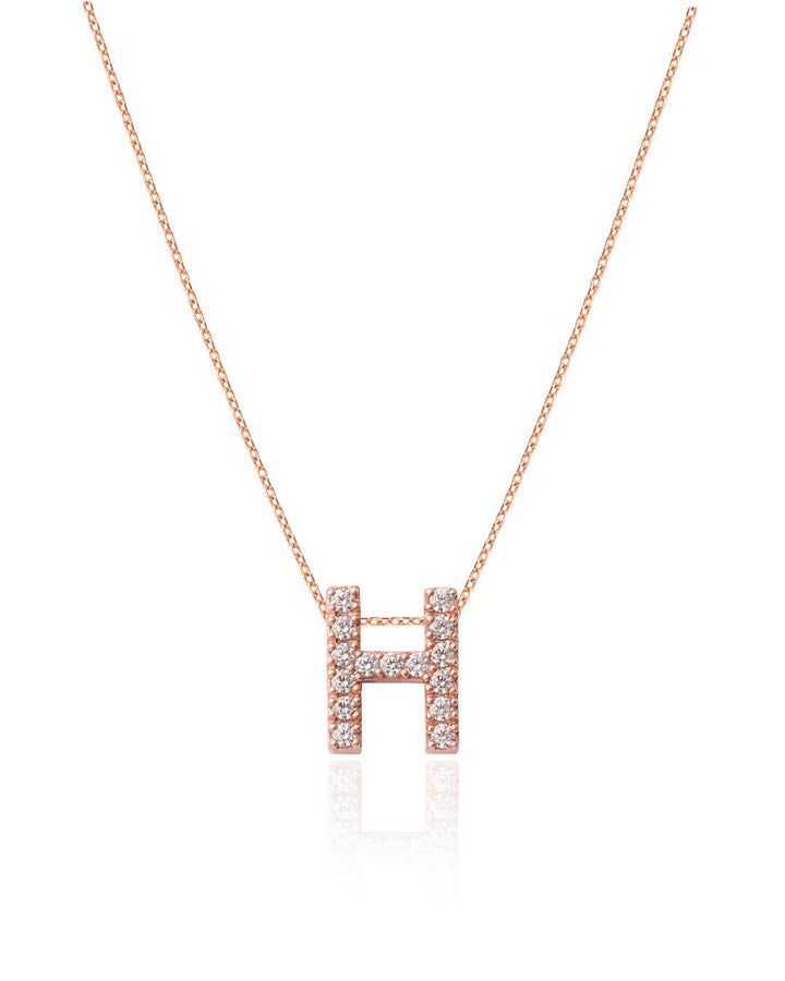 Diamond Paved English Initial Necklace - BelloGante