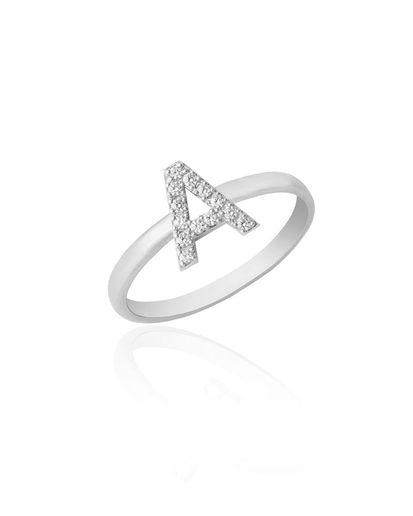 Initial English Rings Silver 925- A ( Sale )