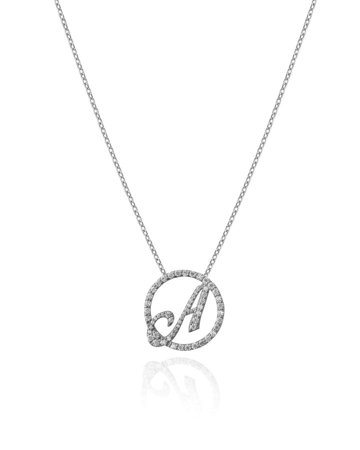White Gold and Diamond English Initials Necklace